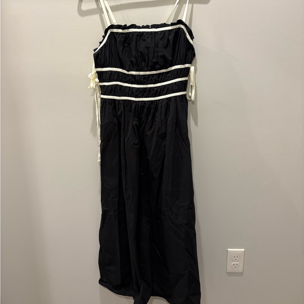 Black Dress with White Accents